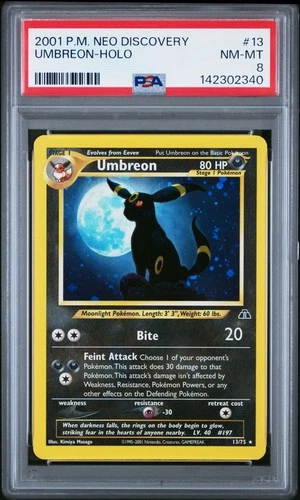 2001 POKEMON NEO DISCOVERY #13 UMBREON-HOLO PSA 8