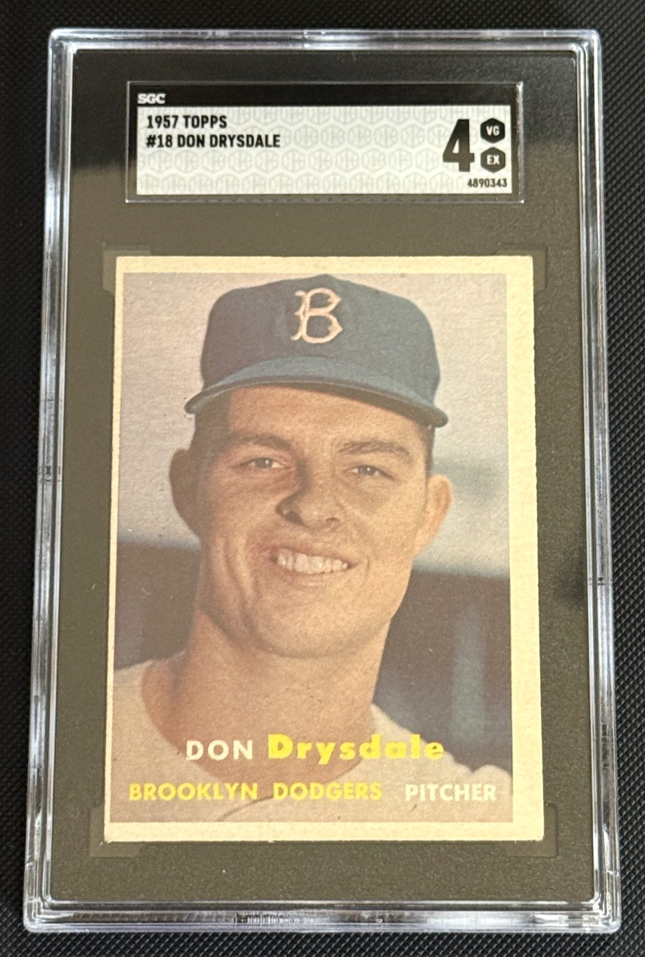 1957 Topps - Don Drysdale Rookie #18 (RC) SGC 4 - VG / EX