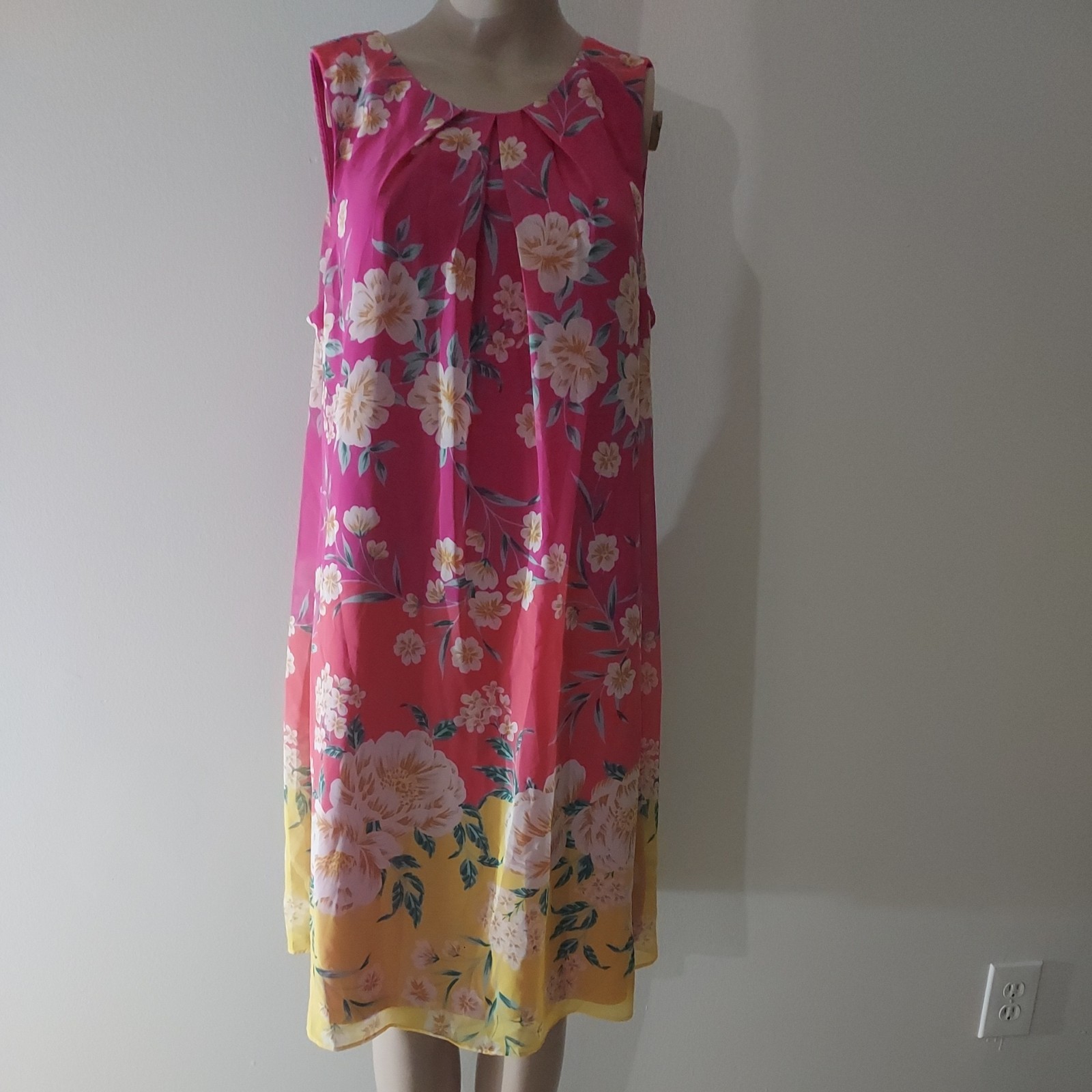 Jessica Howard Floral Swing Dress Women 14 Pink Ombre Summer Party Cocktail Boho