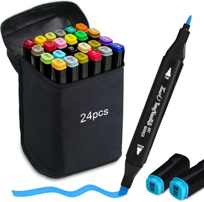 Alkohol Marker Stifte 24 Fraben Alcohol Stifte Set Twin Tip Design Manga Stif...