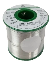 1lb AIM SAC305 Wire Solder .025" 0.635mm Dia No Clean 2.5% Glow Core Flux 14076