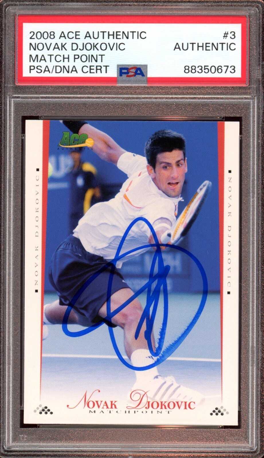 2008 Ace Authentic #3 Novak Djokovic Signed Match Point Card Auto Psa/Dna Dual