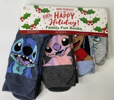 Disney Family Fun Socks Lilo  Stitch 4 pair Crew Socks
