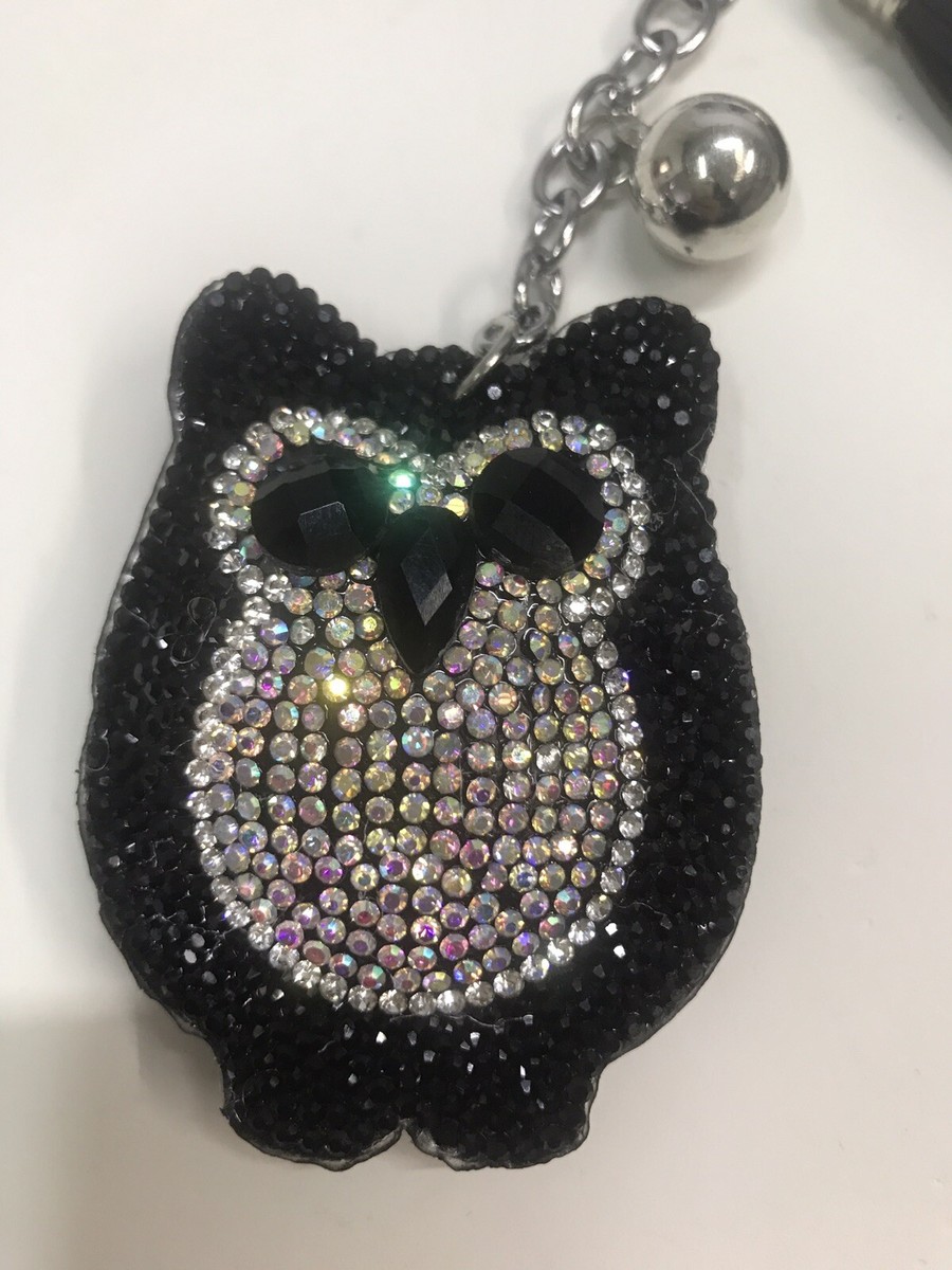 portachiavi gufo Ecopelle Nero Brillantini