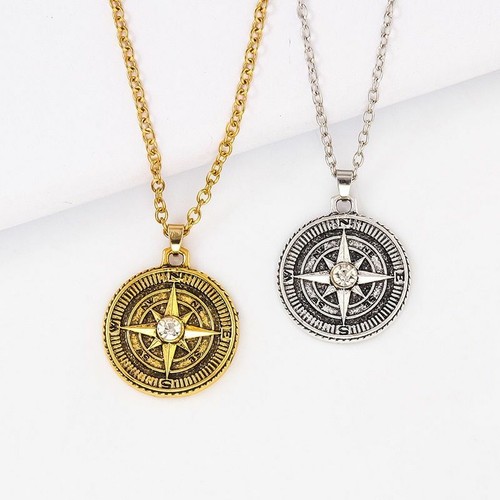 Compass Necklace Vintage Retro Round 
