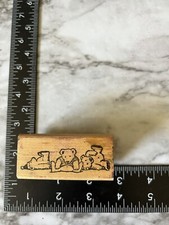 Rubber Stamp 3 Tumbling Bears - Vintage All Night Media teddy bears border