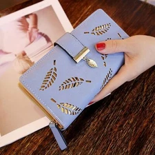 Women Leaves Hollow Wallet Faux Leather Luxury Clutch Female Coin Cards Purse