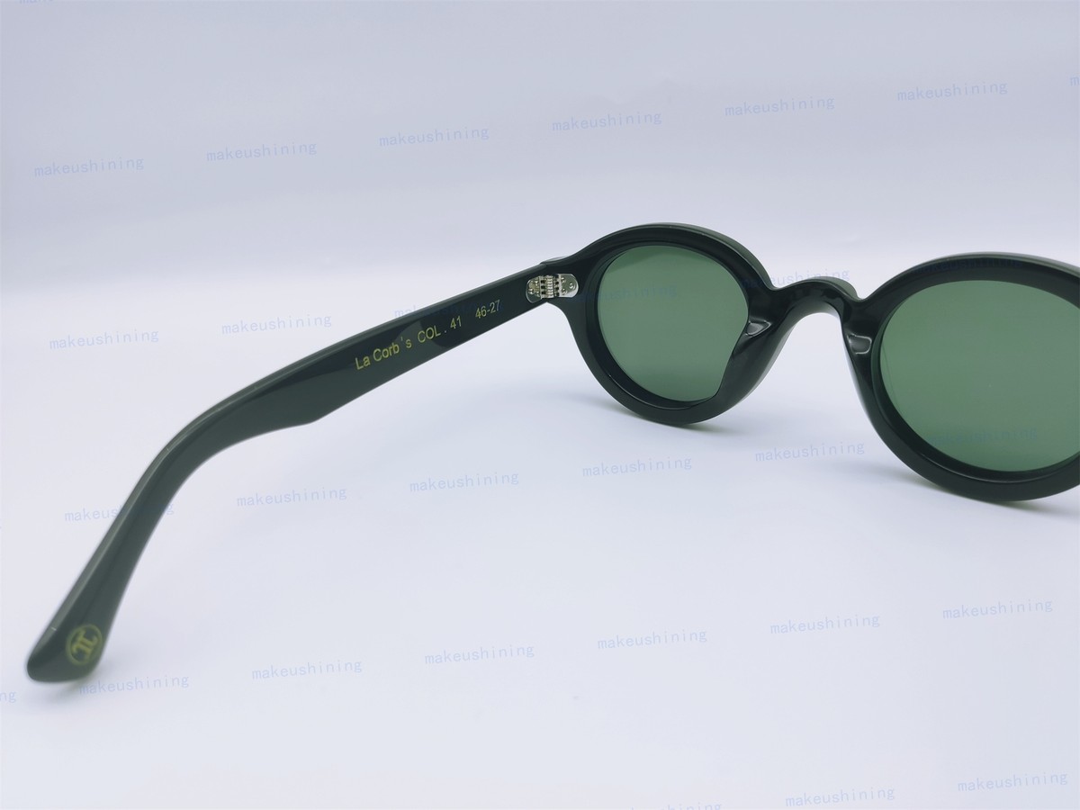 LESCA Lunetier Glossy Black Eyeglasses Frame 46-27-145 Green 