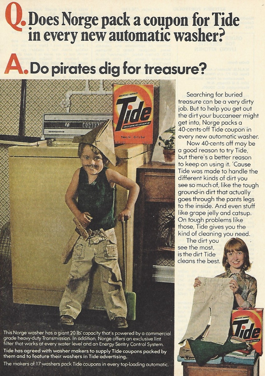 1977 Tide Laundry Detergent Norge Washing Machine vintage Print Ad  display picture 1