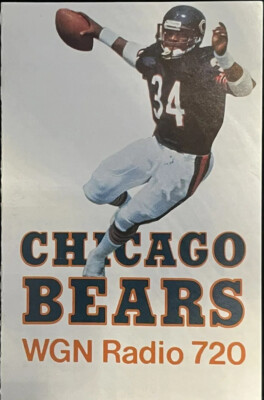 Chicago Bears Walter Payton Super Bowl 1985 Pocket Schedule NFL Radio 720 WGN