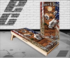 American Duck Hunting Flag Camo Cornhole Boards Bean Bag Toss Game