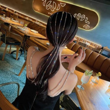 Shine Full Rhinestone Headband Women Long Tassel Crystal Hairclip Wedding Party