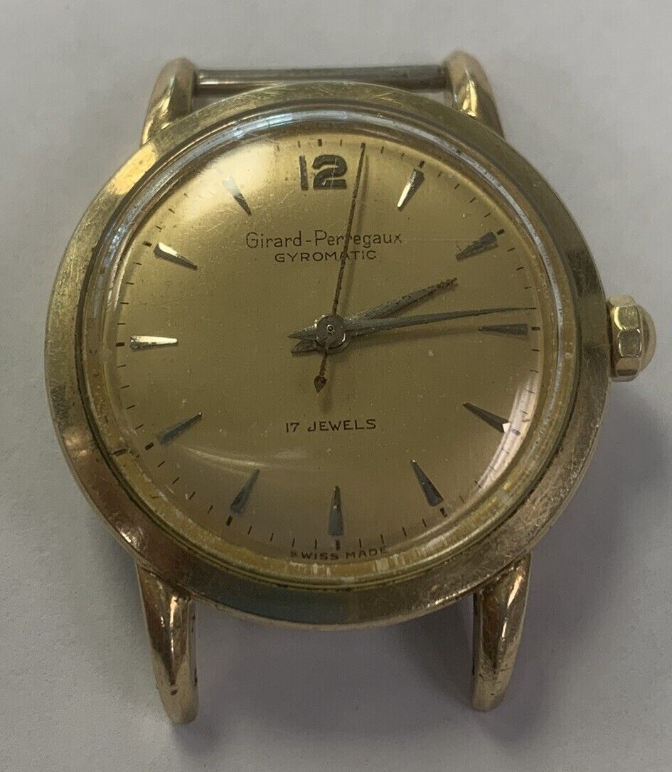 Vintage Girard Perregaux Gyromatic Wristwatch Mens 17 jewel's Gold