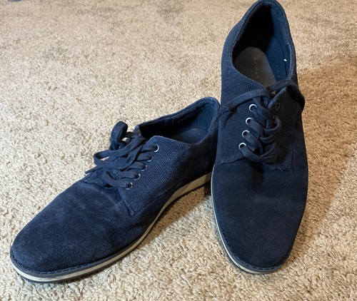 ZARA MEN NAVY BLUE LEATHER SPORTY SHOES 