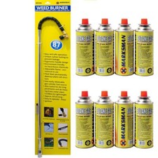 Weed Wand + 8 Butane Gas Canisters Blowtorch Garden Torch Weeds Killer Burner