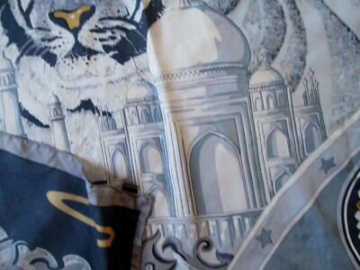 Foulard En Soie Vintage Otto Kern 99x99 Cm - Gris Et Noir - Occasion