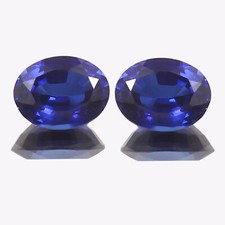 Natural Ceylon Blue Sapphire Oval Cut Loose Gemstone Matched Pair 14x12 MM