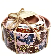 Anthropologie Butterfly Motif Measuring Cup Set Multi-Color Glazed Stoneware NWT