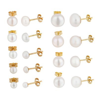 Paar echte Süßwasserperle Ohrstecker 333 Gelb Gold Bouton Perlen Ohrringe