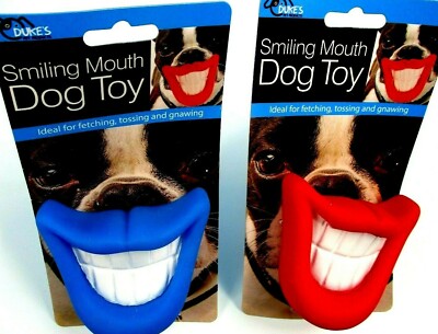 Smiling Mouth Squeaky Dog Toy Novelty Chew Pet Toys Funny Blue or Red Gift
