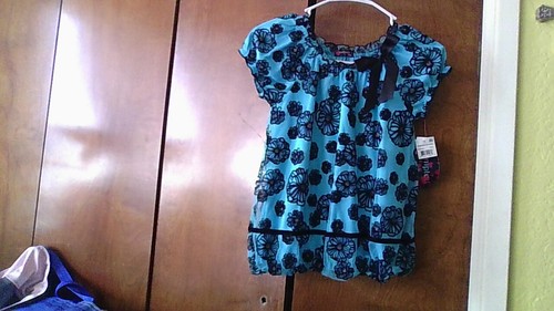 NWT! Tempted Girls Size 6 Short Sleeve Shirt PRETTY Bright Blue w/Black Flowers - Picture 3 of 23