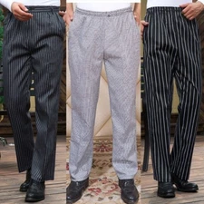 Hot Professional Men Unisex Chef Trousers Kitchen Catering Cook Pants Uniform