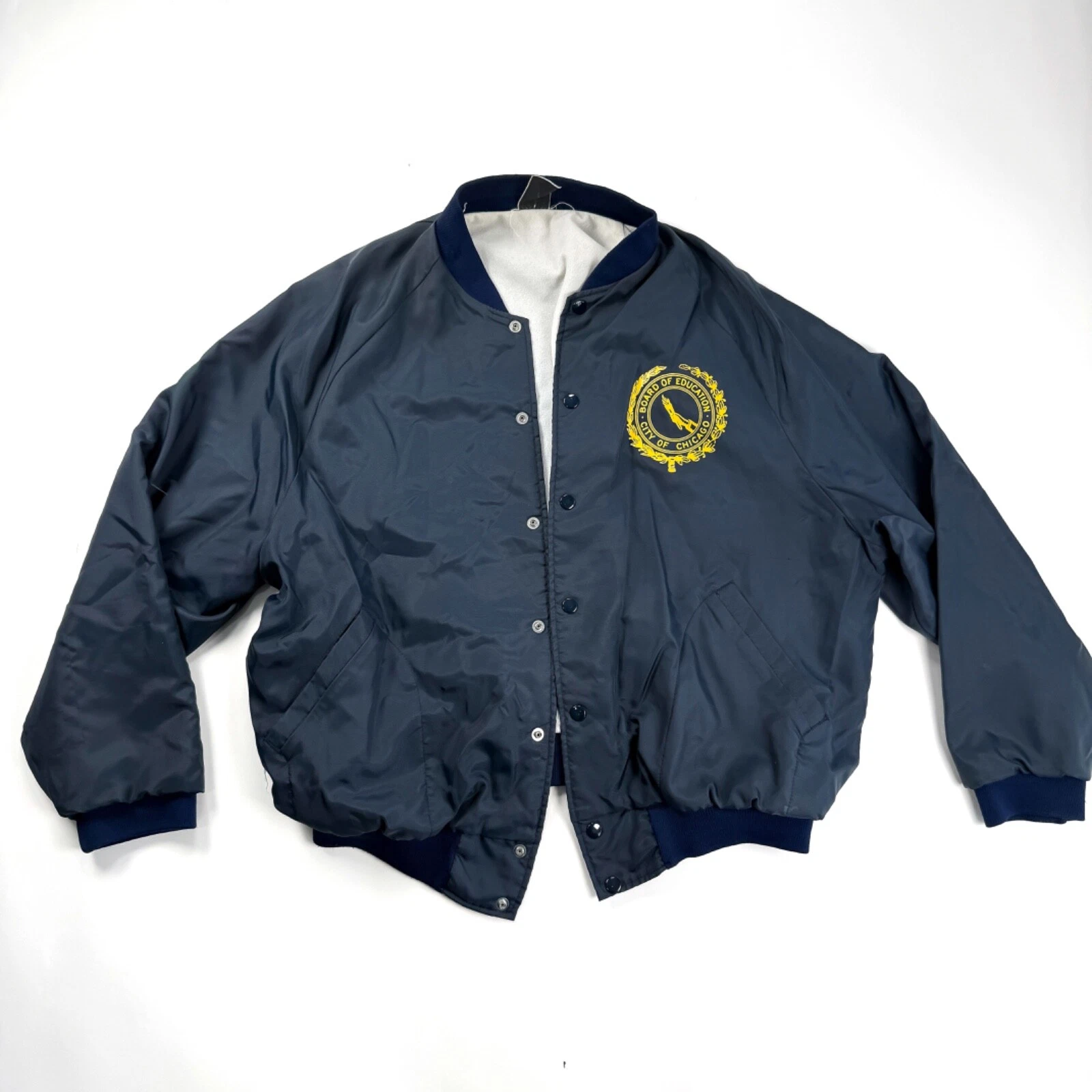 Giacca Coach Vintage City of Chicago Board of Education Navy XL Raso anni 80