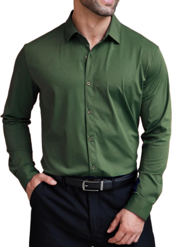 Mens Dress Shirts Long Sleeve 4-Way Stretch Wrinkle Free Shirts Button down Busi