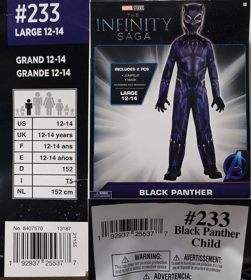 Marvel Studios The Infinity Saga BLACK PANTHER Child Costume & Mask Set(L/12-14) - Image 4 of 4