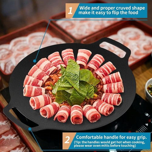 Korean Grill Pan with Nonstick 6-Layer Coating, 13" Round BBQ Griddle with Ba... - Picture 7 of 7