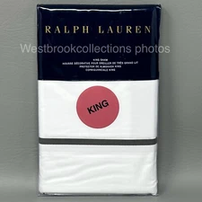 ( 1 ) Ralph Lauren KING Pillow Sham ~ PALMER COLLECTION ~ WHITE/MODERN CHARCOAL
