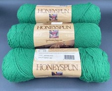 Lot of 3 Vintage HoneySpun Green Yarn - 3.5oz Each/ 4-Ply