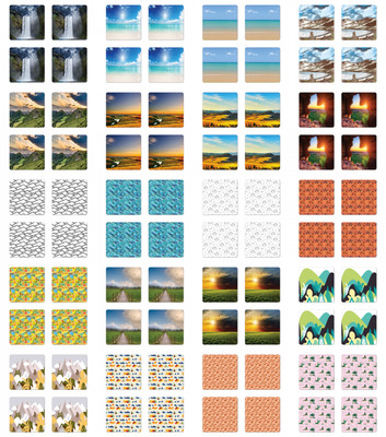 Ambesonne Landscape Scene Coaster Set of 4 Square Hardboard Gloss Coasters