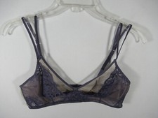 Vintage Vassarette Unlined Mesh Lace Bra Large Purple Wireless 77020
