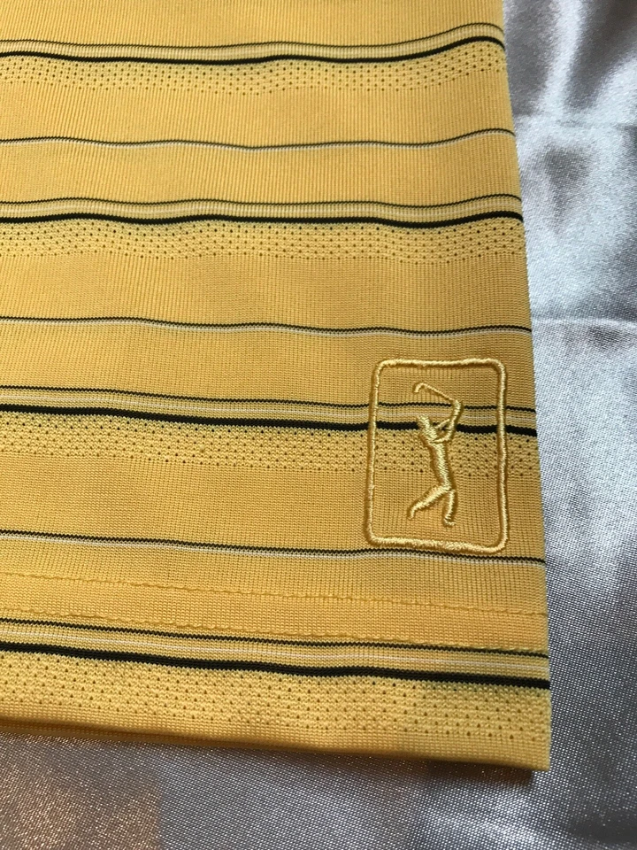 Champions Tour Golf Shirt Polo Mens Yellow Striped white blue Short Sleeve XXL W - Image 2 of 4