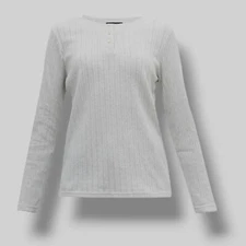 $165 A.P.C. Women's Gray Long-Sleeve Tunisian Collar T-Shirt Top Size XS