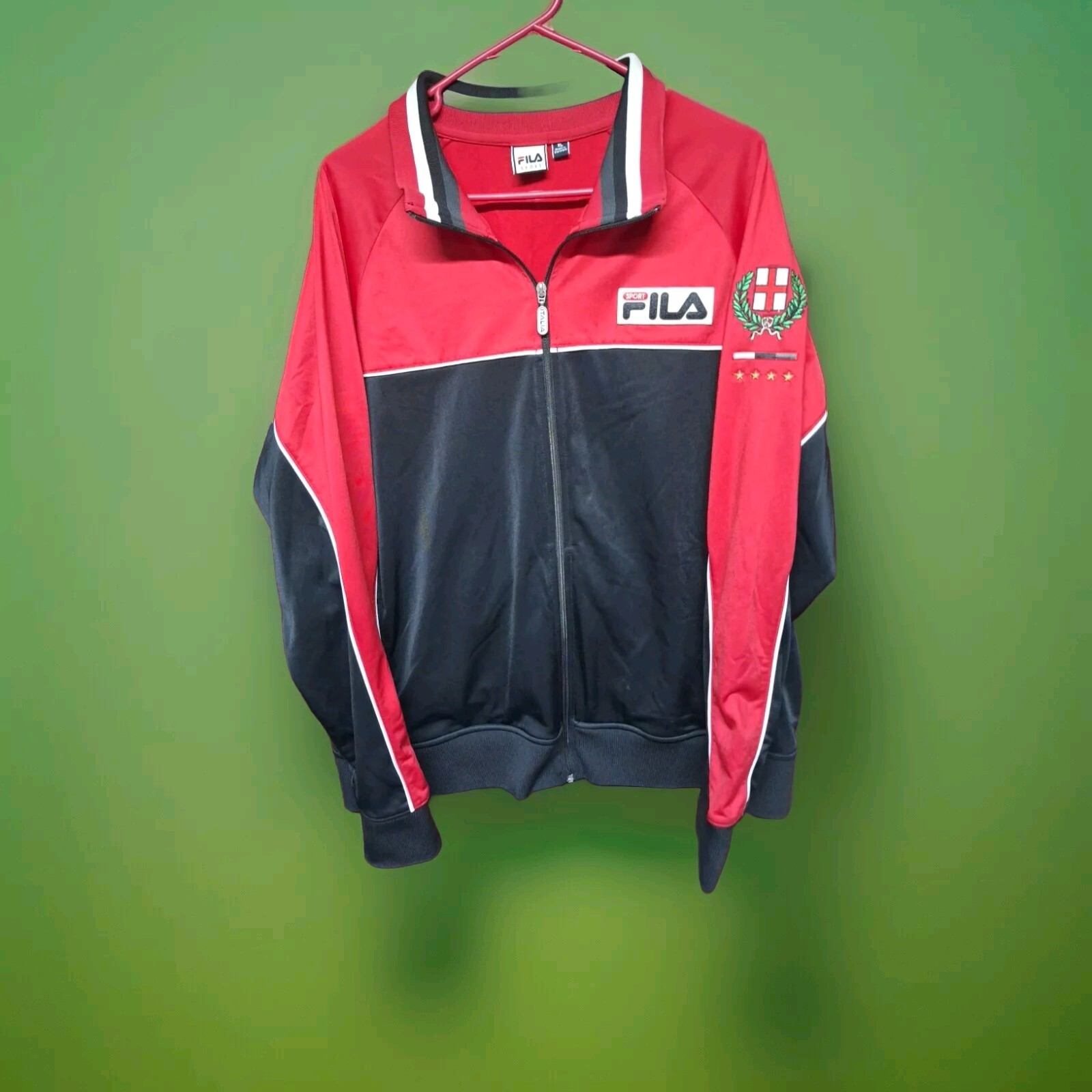 GIACCA calcio vintage FILA Sport ITALIA Italia CALCIO PISTA rosso nero XL