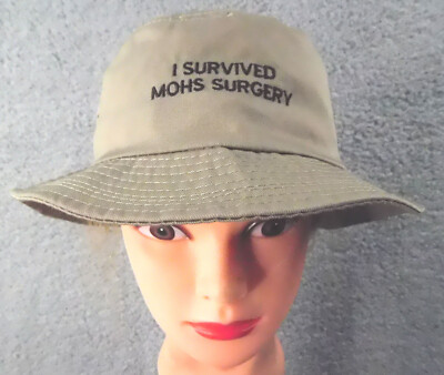 I SURVIVED MOHS SURGERY Suncoast Derm. Unisex Beige Embroidered BUCKET HAT SMALL