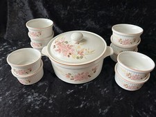 Boots Vintage Hedge Rose Crockery - Casserole Pot with Lid and Ramekins