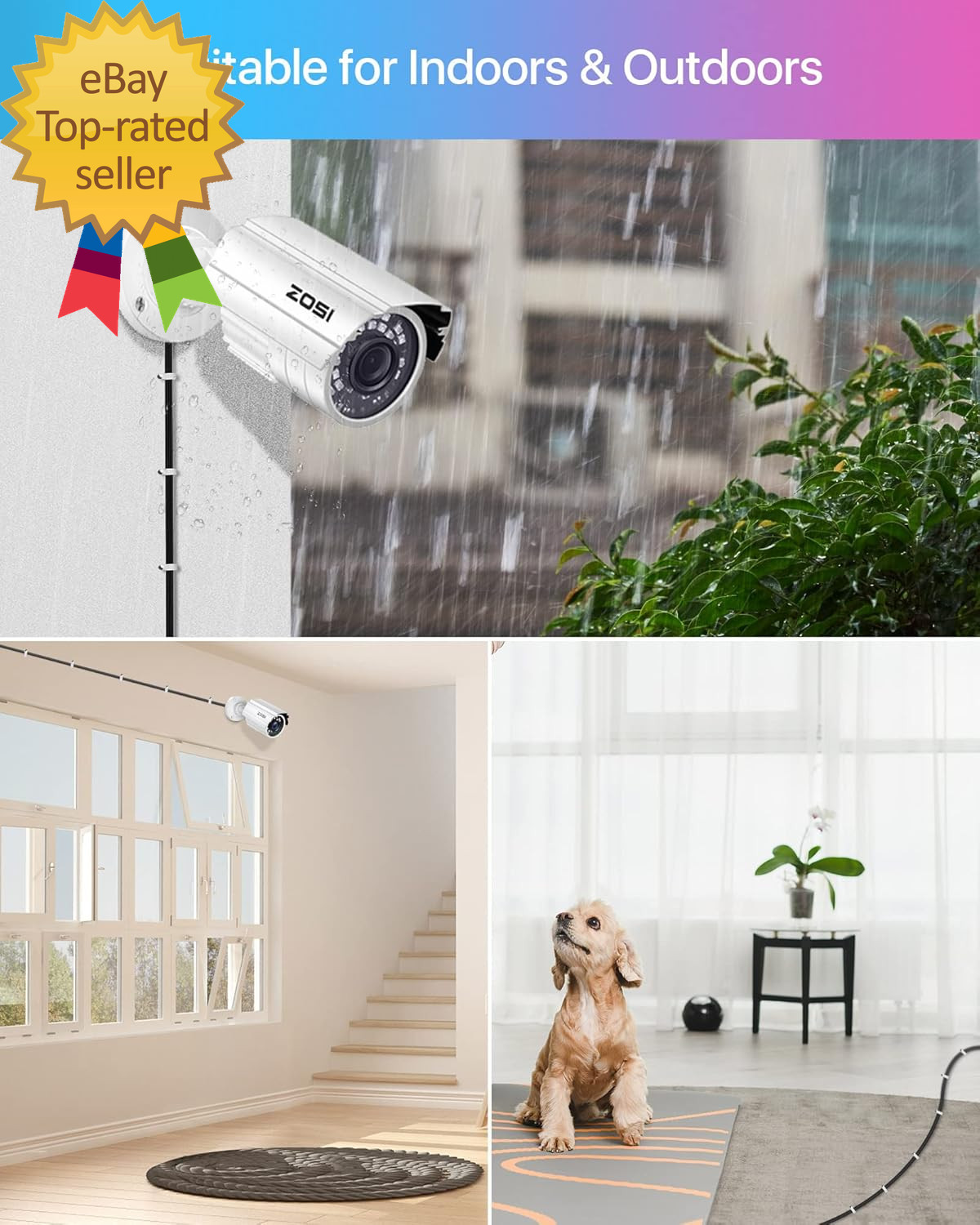 4 Pack 100Ft(30M) All-In-One Video Power Cables,Bnc Extension Security Camera