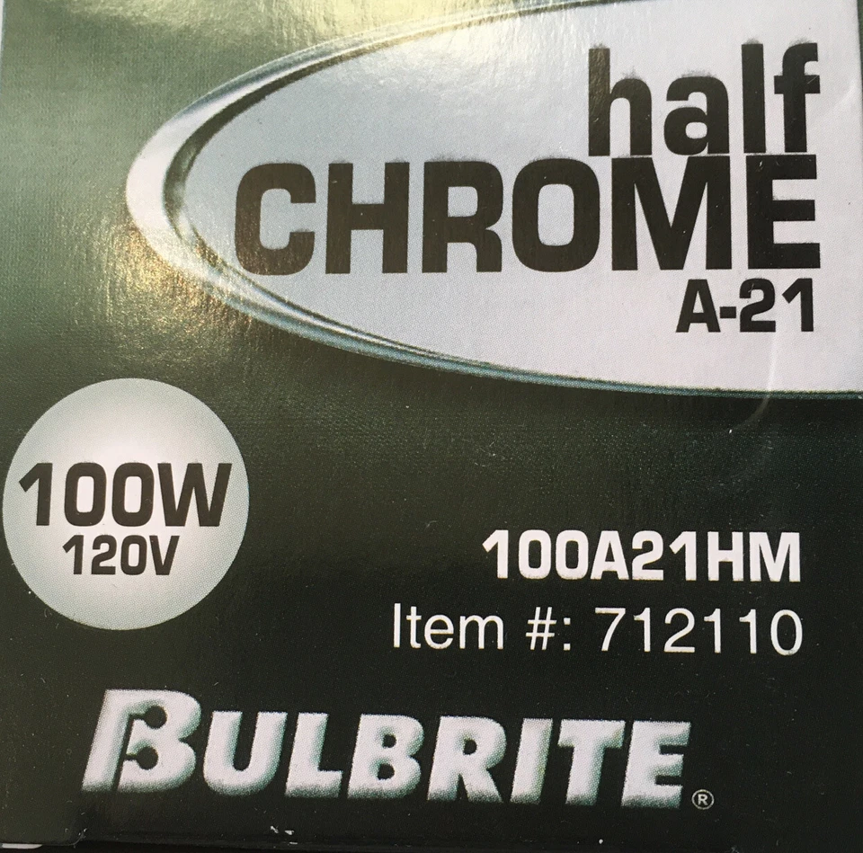 [2 Pack] Bulbrite 100A21HM Half Chrome 100W A-21 Bulb 120 V Item # 712110 - Image 2 of 2