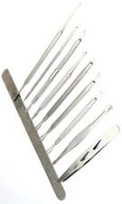 Set of 10 Premium Complete Beauty Blackhead Comedone Extractors Files Tweezers