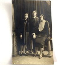 RPPC Constantinople Turkey Boy  Two Girls Greeks 1926 Bayer Real Photo Postcard