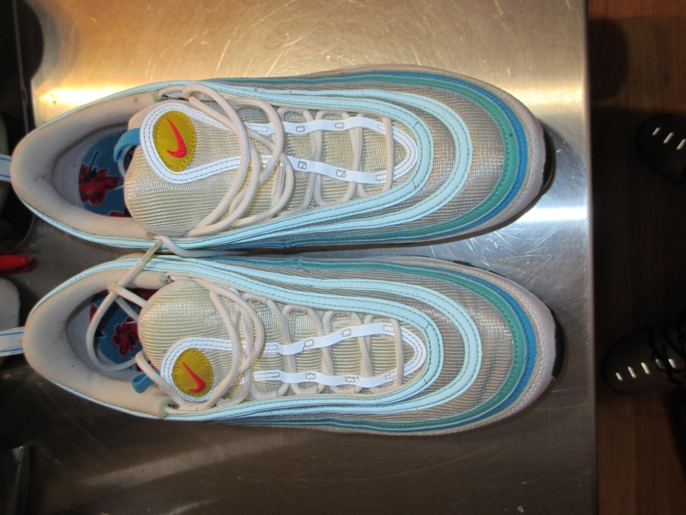Nike Air Max 97 Spring Floral Teal White Mens Size 12 Sneakers DQ7644-100