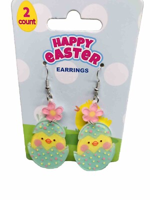 Easter Bunny Holding Egg Figure Hook Earrings-Brand New-SHIPS N 24 HOURS