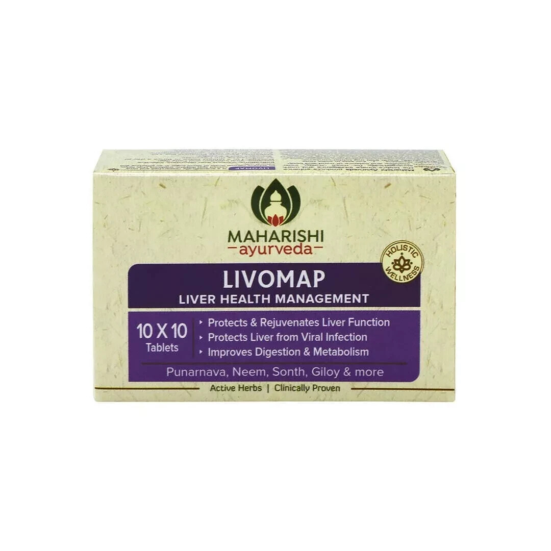 4-Pack Livomap Maharishi Ayurveda Herbal Liver Wellness Tablets, 400 Count