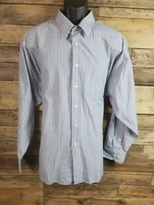 Arrow Classic Fit Button-Down Shirt Men 2XL Gray Striped Chest 58" Length 30.5"