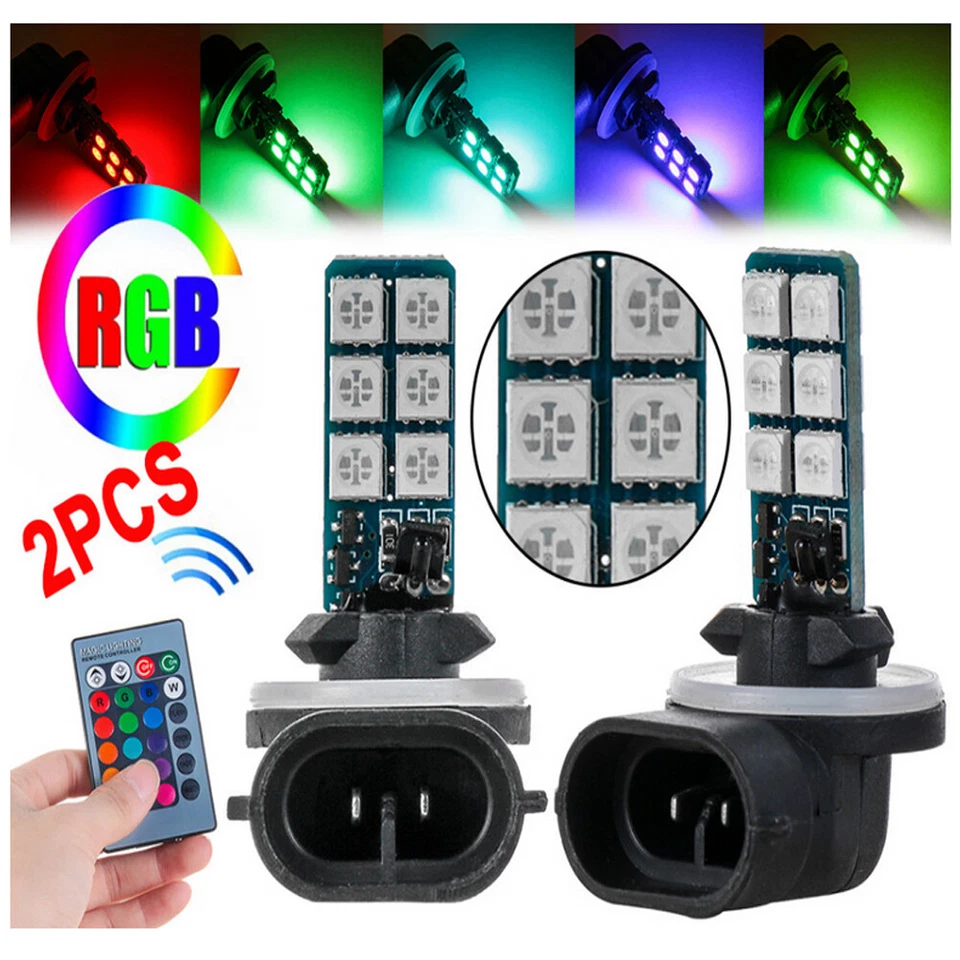 Автомобильные противотуманные фары лампа пульт дистанционного управления + лампа 16 цветов 881 5050 RGB LED 12SMD - Изображение 2 из 4