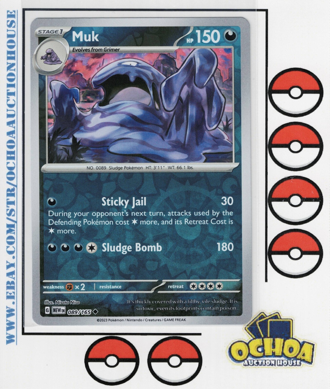 Pokemon Scarlet & Violet - Mew 151 #89 Muk Reverse Holo (NM/MINT)