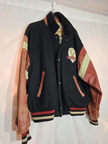 Vintage Louisville Slugger Wool and Leather Varsity Jacket Size Large - Picture 6 of 12